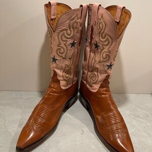 Lucchese Women's Pink/Luggage color cowgirl boots